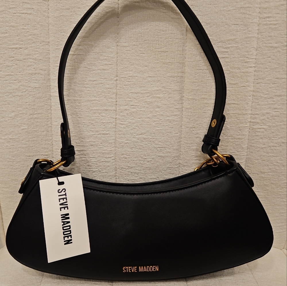 Steve Madden Black and Gold Shoulder Bag